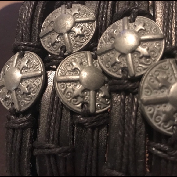 Viking Warrior Spartan Shield Unisex Handmade Vintage Adjustable Bracelet - Picture 5 of 8